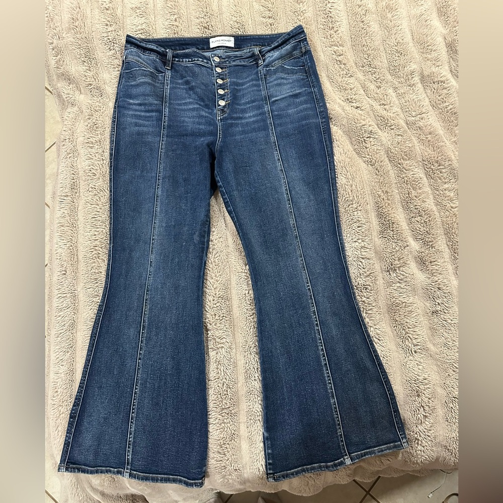 Flying Monkey High Rise Super Flared Stretch Jeans - Picture 3 of 4